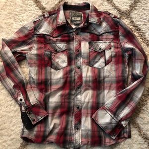 Buckle athletic fit plaid button down